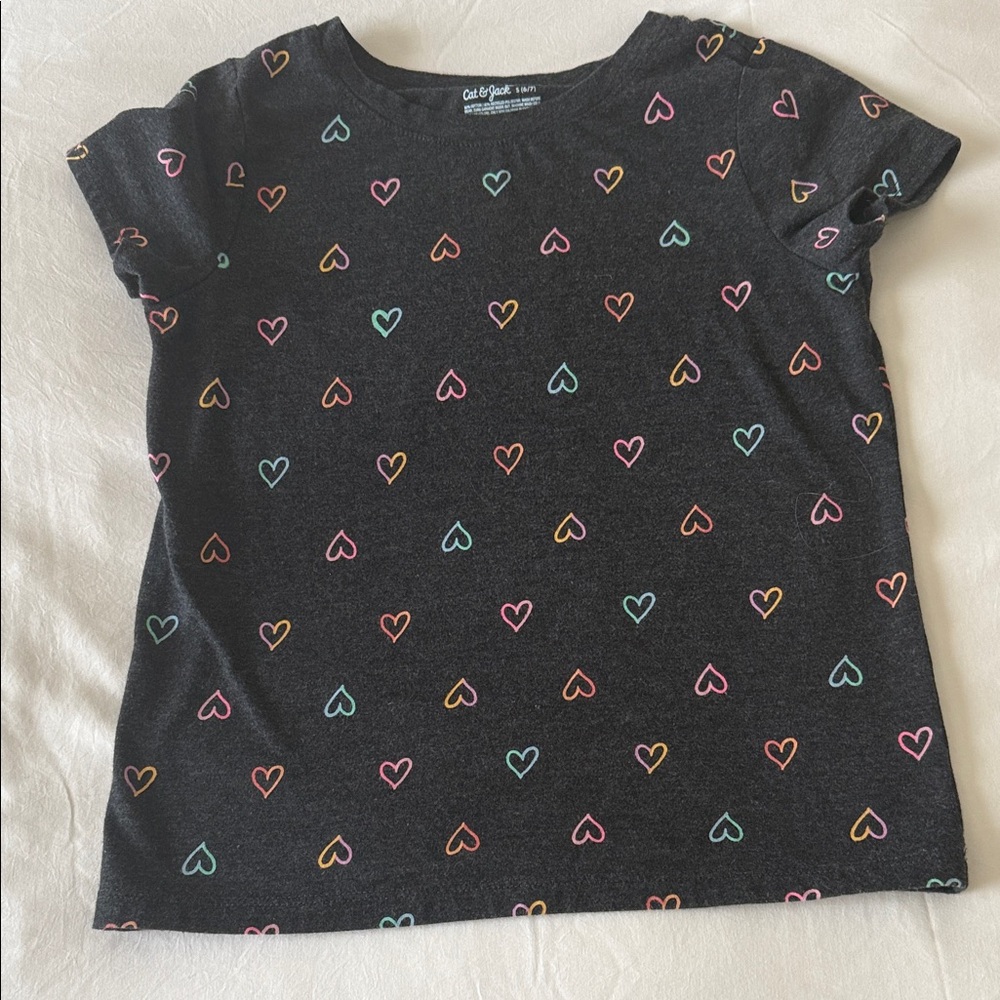 Cat & Jack Black Tee with Colorful Heart Design